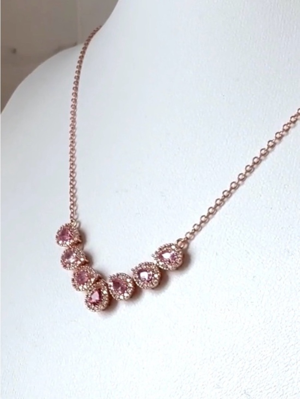S925 pink sapphire rose gold necklace pear teardrop natural gemstones